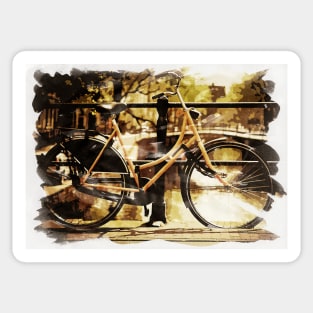 AMSTERDAM, Netherlands Watercolor Bike Fine Art Sticker